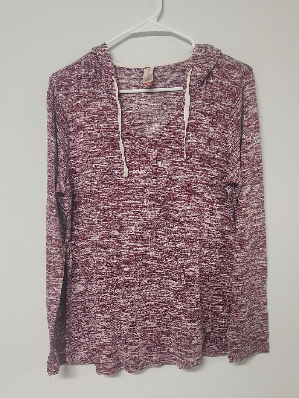 Women's Marled Hooded Long-Sleeve Top - Mauve